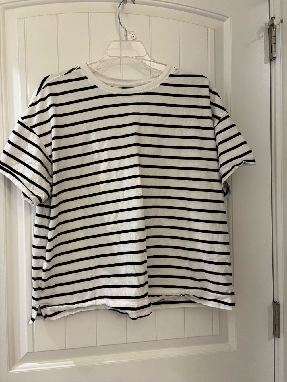 Old Navy Boxy Short-Sleeve Tee - White & Black Strip | Women’s XL